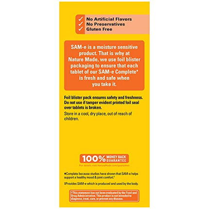 Nature Made SAM-e Complete 400 mg – Mood Support & Joint Health | 36 Tablets
