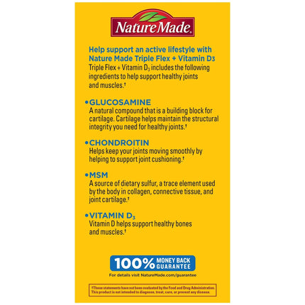 Nature Made TripleFlex Triple Strength Caplets with Vitamin D3, 120 Count