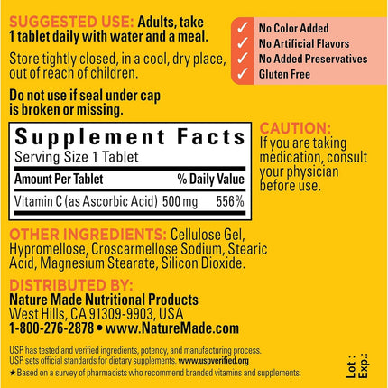 Nature Made Vitamin C 500 mg Caplets, 100 Count (3 Pack) | Immune Support