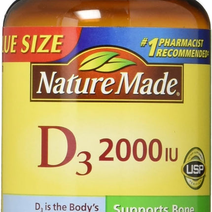 Nature Made Vitamin D3 2000 IU Liquid Softgels – 250-Count Pack of 2