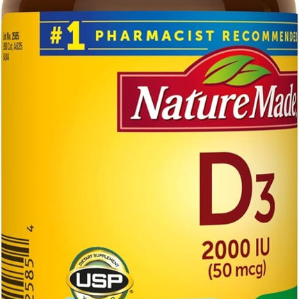 Nature Made Vitamin D3 2000 IU Liquid Softgels – 3-Pack (90 ea per bottle)