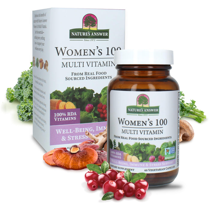 Nature's Answer Womens 100 Multivitamin | 60 Vegetarian Capsules | Supports Overall Wellness | Promotes Immune Function | Non-GMO | Vegan | Kosher | Made in The USA