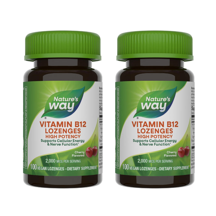 Nature's Way Vitamin B12 Lozenge 2-Pack - 2000 mcg Cherry - Vegetarian Gluten-Free