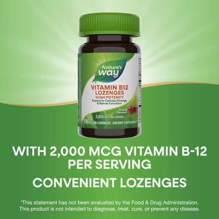 Nature's Way Vitamin B12 Lozenge 2-Pack - 2000 mcg Cherry - Vegetarian Gluten-Free