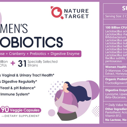 NATURE TARGET Probiotics for Women – 100B CFUs, Enzymes & Cranberry