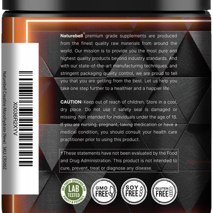 NatureBell Creatine Monohydrate Powder – 500g, 100 Servings, Unflavored, Micronized