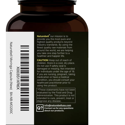 NatureBell Pure Moringa Capsules – 8,000mg per Serving, 2-Pack, Organic