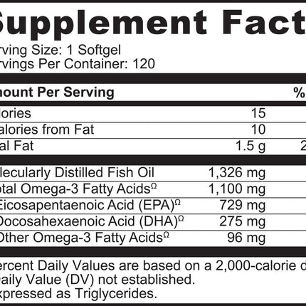 NATURELO Burpless Omega-3 Fish Oil - 1100mg TG EPA + DHA | 120 Softgels | 4 Months Supply