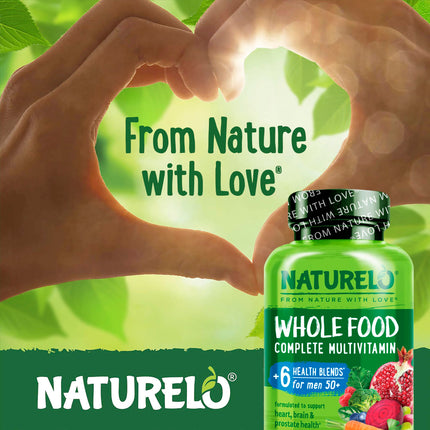 NATURELO Whole Food Multivitamin for Men 50+ – Plant-Based, 240 Capsules