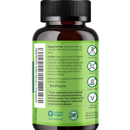 NATURELO Turmeric Curcumin with BioPerine - Plant-Based Joint Support (120 Vegan Capsules)