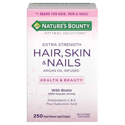Nature's Bounty Biotin 5000 mcg Hair Skin Nails - 2x 250 Softgels Extra Strength