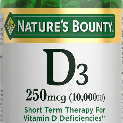 Nature's Bounty D3-10,000 IU Softgels 72 ea (Pack of 4) – Vitamin D3 Supplement