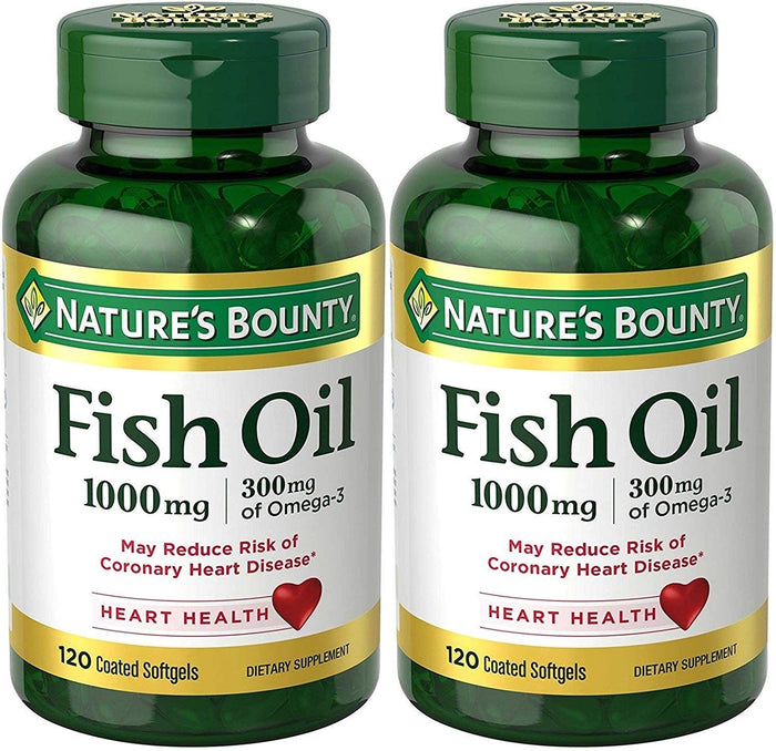 Nature's Bounty Fish Oil Odorless 1000 mg - 240 Softgels (2 x 120 Count Bottles)