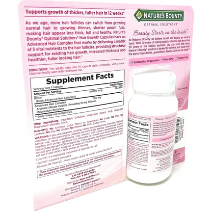 Nature's Bounty Hair Growth Supplement — 1 Per Day, Supports Thicker Hair (90 Capsules)