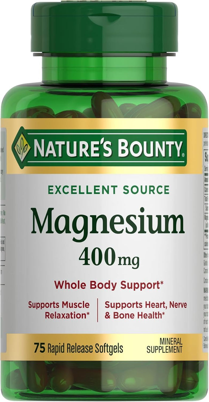 Nature's Bounty Magnesium 400 mg Softgels - 75 ea (2-pack)