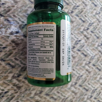 Nature's Bounty Magnesium 400 mg Softgels - 75 ea (2-pack)