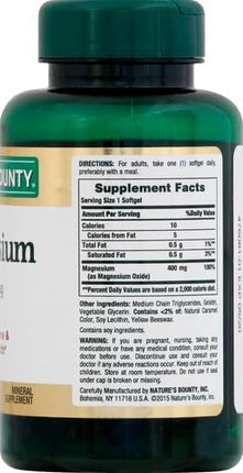 Nature's Bounty Magnesium 400 mg Softgels - 75 ea (2-pack)