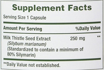 Nature's Bounty Milk Thistle 250 mg Capsules — Pack of 2 (400 capsules)