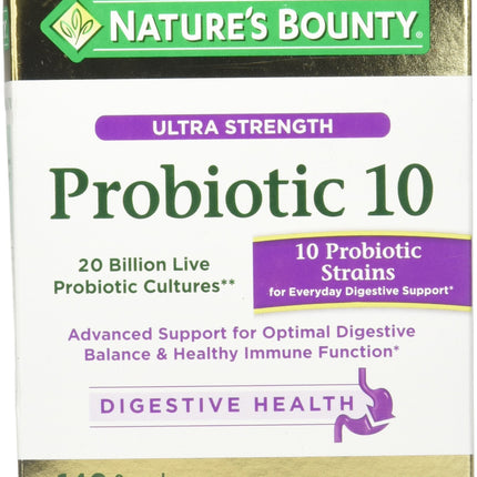 Nature's Bounty Ultra Strength Probiotic 10 – 140 Capsules, 20 Billion CFU