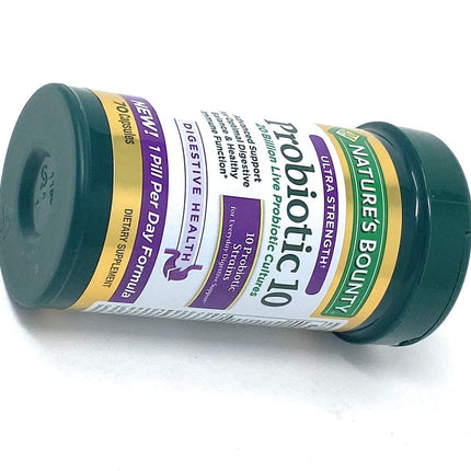 Nature's Bounty Probiotic 10 Ultra Strength - 70 Capsules, 20 Billion Cultures, 10 Strains