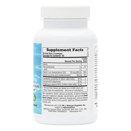 Natures Plus Adults Dental Care Probiotic – Teeth & Gum Health Peppermint Lozenges (60 Count)