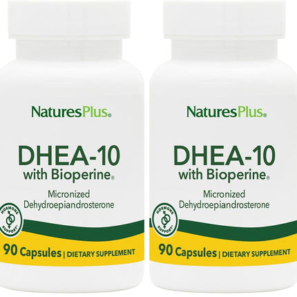 Natures Plus DHEA 10 with Bioperine – 10 mg, 90 Vegetarian Capsules (Gluten-Free) – 2-Pack