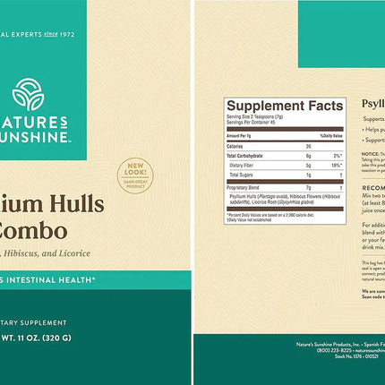 Nature's Sunshine Psyllium Hulls Combination 11 Oz - Natural Fiber Support