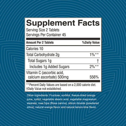 Nature's Sunshine Chewable Vitamin C 250mg – 90 Tablets | Immune Support
