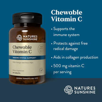 Nature's Sunshine Chewable Vitamin C 250mg – 90 Tablets | Immune Support