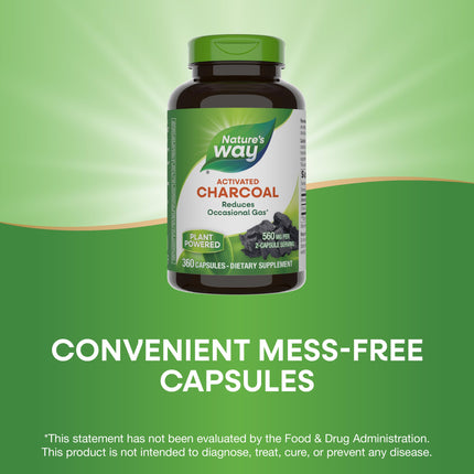 Nature's Way Activated Charcoal 560 mg | 360 Capsules (Packaging May Vary)