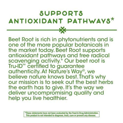 Nature's Way Beet Root 500 mg - 100 Vegetarian Capsules - Pack of 3