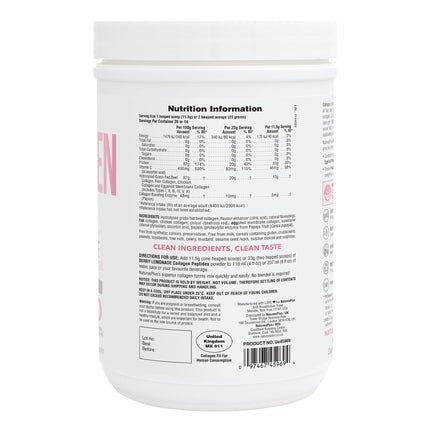 Natures Plus Collagen Peptides Berry Lemonade (0.8 lb) – Hair, Skin & Nails