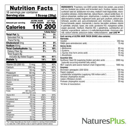Natures Plus Ultra Hair Thick Shake - 1 lb | French Vanilla Hair Growth Shake