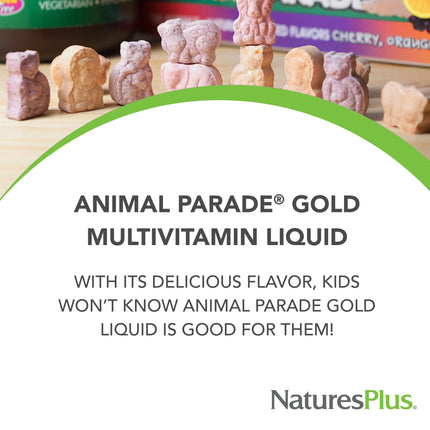 NaturesPlus Animal Parade Gold Children's Liquid Multivitamin – 2 x 16 oz, Tropical Berry, Gluten Free & Vegan, 64 Servings