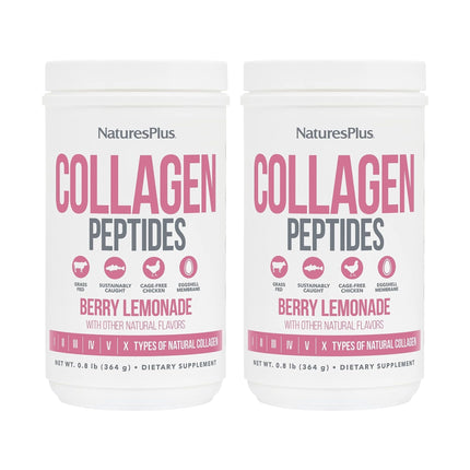 NaturesPlus Collagen Peptides Berry Lemonade – 0.8 lb Powder (Pack of 2) for Hair, Skin, Nails & Joints