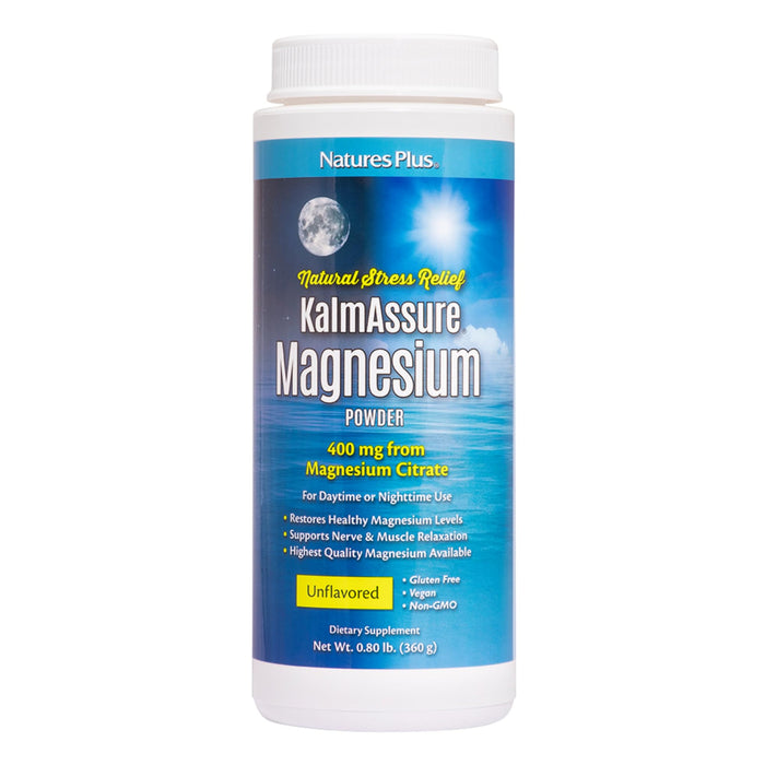 NaturesPlus KalmAssure Magnesium Powder – 0.8 lb (Pack of 2) – Unflavored, Non-GMO, Gluten Free, Vegan | 120 Servings