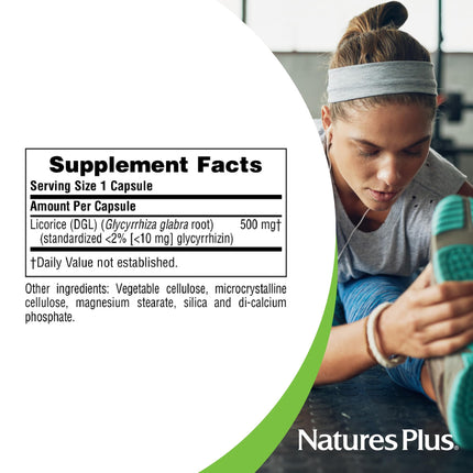 NaturesPlus Herbal Actives Licorice (DGL) 500 mg - 60 Capsules (Pack of 3) | Digestive Support & Well-Being