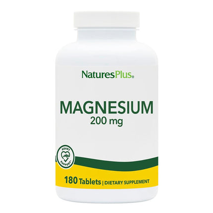 NaturesPlus Magnesium 200 mg | 180 Tablets | Vegetarian & Gluten Free - 180 Servings