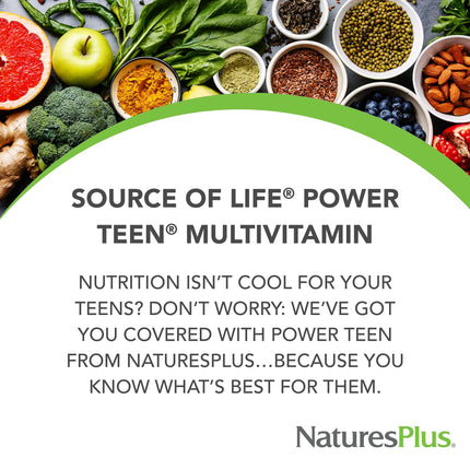 NaturesPlus Source of Life Power Teen - 180 Veg Tablets | Teen Multivitamin & Minerals | Gluten-Free