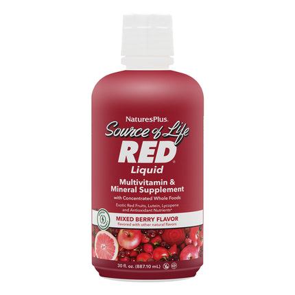 NaturesPlus Source of Life RED Multivitamin Liquid - 30 oz | Energy, Immune Support, Vegetarian & Gluten Free