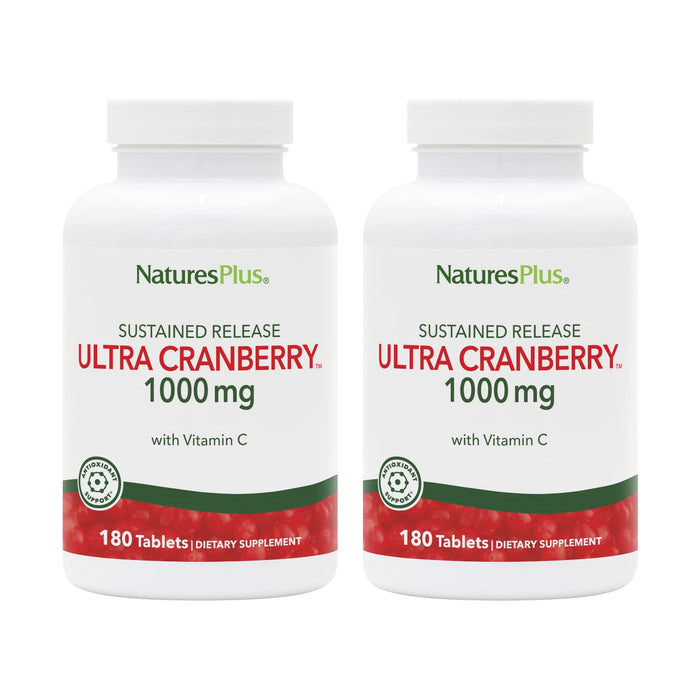 NaturesPlus Ultra Cranberry 1000-180 Sustained Release Tablets – Pack of 2, 180 Servings, Supports a Healthy Urinary Tract