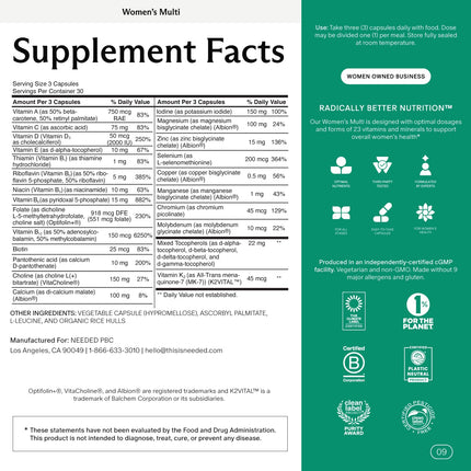 Needed Women's Multivitamin – 23 Vitamins & Minerals for Daily Wellness | Citrus Scent