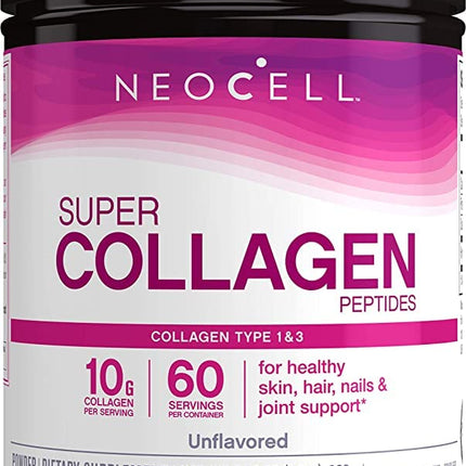 NeoCell Super Collagen Peptides – Grass-Fed Type 1 & 3, Unflavored, 21.2 oz