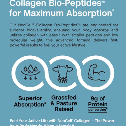 NeoCell Collagen Bio-Peptides Powder - 10oz | Grass-Fed, 18 Essential Amino Acids