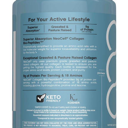 NeoCell Collagen Bio-Peptides Powder - 10oz | Grass-Fed, 18 Essential Amino Acids