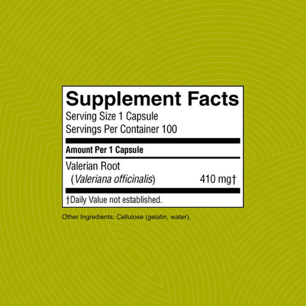 Nature's Sunshine Valerian Root 100 Capsules | Relaxation & Sleep Support