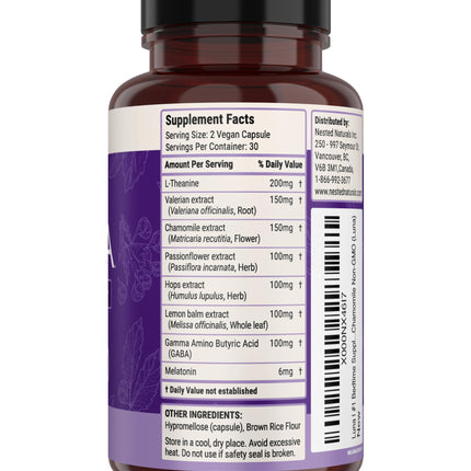 Nested Naturals Luna Sleep Aid - Non-Habit Forming Sleep Support with Valerian, Melatonin, Chamomile & More - 60 Vegan Capsules