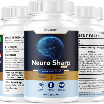 Neuro Sharp Pro - Natural Brain Supplement for Memory & Focus | 60 Capsules