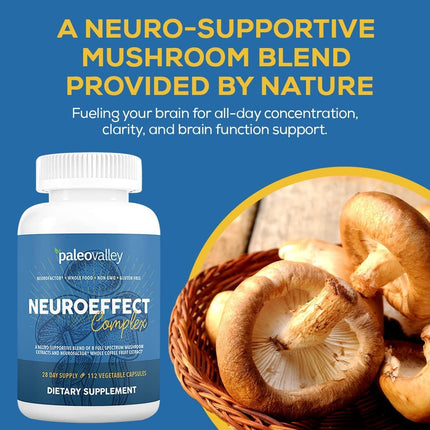 Paleovalley NeuroEffect: Focus, Memory & Energy with 8 Mushroom Extracts | 28-Day Supply