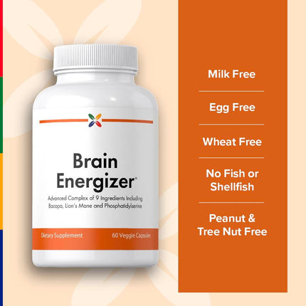 Stop Aging Now: Brain Energizer – 60 Veggie Caps | Advanced Complex with Lion's Mane, Bacopa & DMAE
